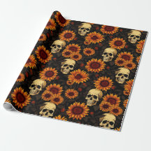 Day of the Dead Skull and Sunflowers