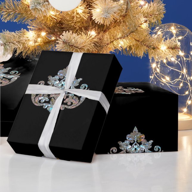 Papier Cadeau Dazzling Damask Français Élégant vacances  (Vacances)
