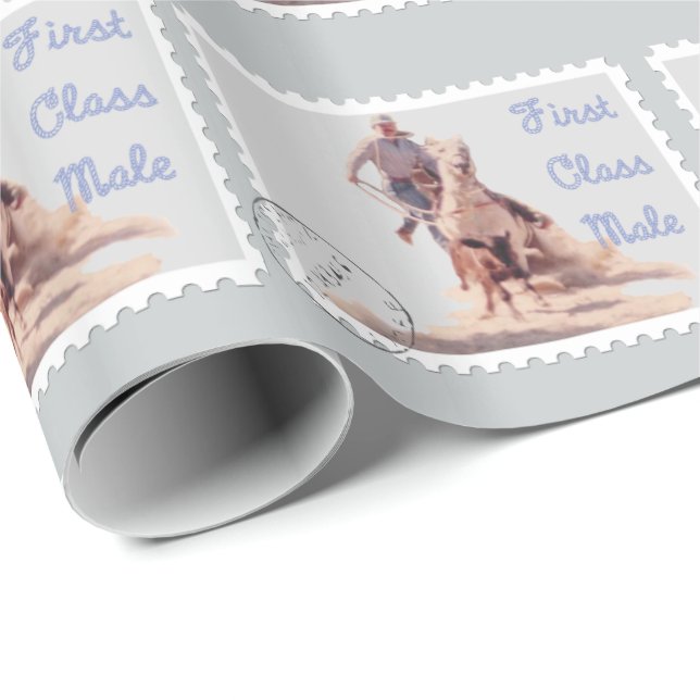 Papier cadeau de croupe de veau de western Rodeo C (Coin rond)