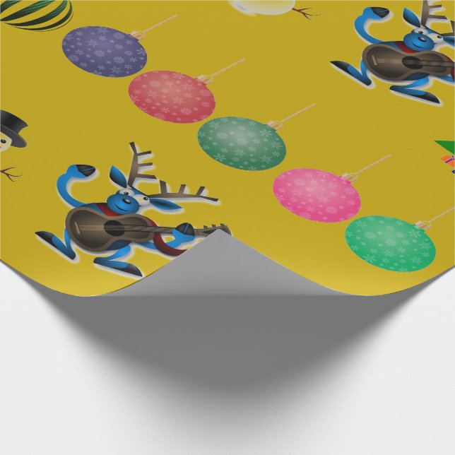 Papier cadeau de fête de Noël cerf bonhomme de nei (Coin)