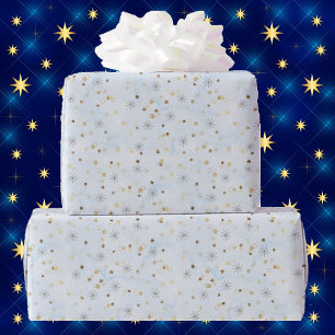 Papier Cadeau de Fêtes Étoiles Scintillantes Bleue