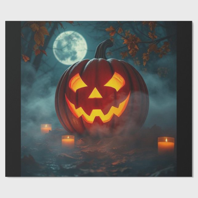 Papier Cadeau de Halloween Citrouille Réaliste – É (Plat)