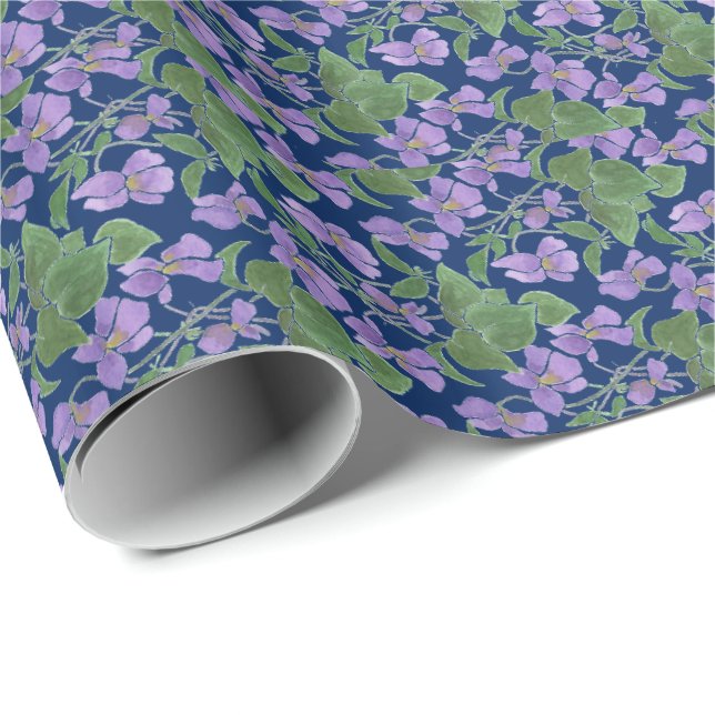 Papier Cadeau De jolies violettes sur le papier d'enveloppement  (Coin rond)