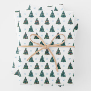 Papier cadeau de la ferme de Noël bleu