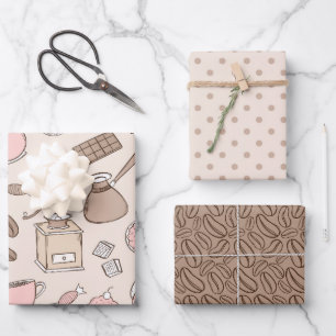 Papier cadeau de la fête du café série de 3