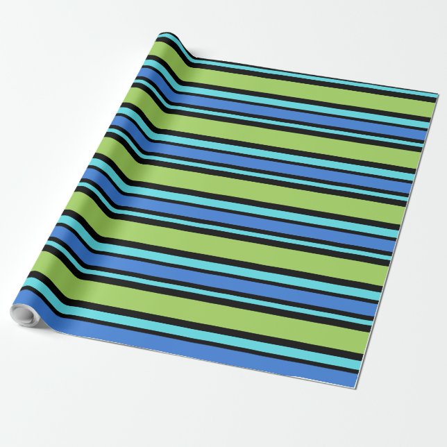 Papier cadeau de luxe Blue Green Black Transat ray (Déroulé)