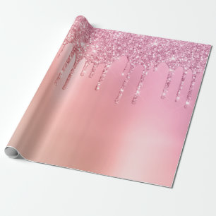 Papier Cadeau De magnifiques gouttes d'or rose rose et de cuivre