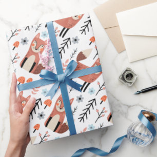 Papier cadeau de mignonne Fox Forest Woodland Wrap