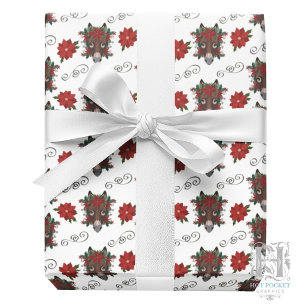 Papier cadeau de Noël à motif d'âne floral