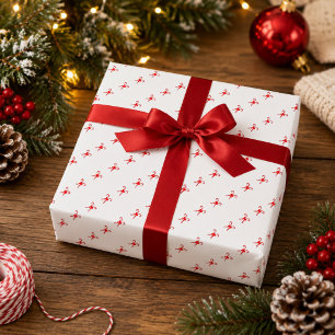 Papier cadeau de Noël à motif de canne de bonbon