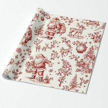 Papier cadeau de Noël à motif toile rouge vintage