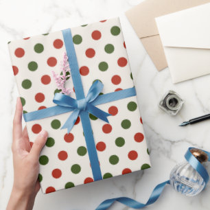 Papier cadeau de Noël à pois rouges et verts moder