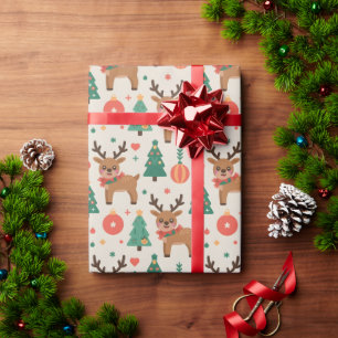 papier cadeau de Noël avec renne