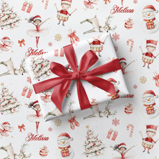 Papier cadeau de Noël Ballerine Rouge Enfants 