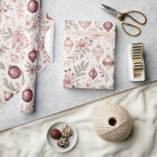 Papier cadeau de Noël Bourgogne et Blush