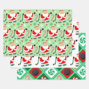 Papier cadeau de Noël de hockey