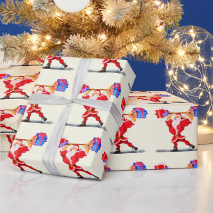 Papier cadeau de Noël drôle Fitness Père Noël