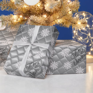 Papier cadeau de Noël effet 3D argent