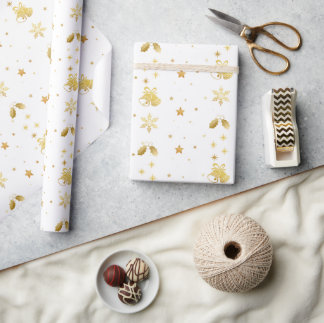 Papier cadeau de Noël élégant en or
