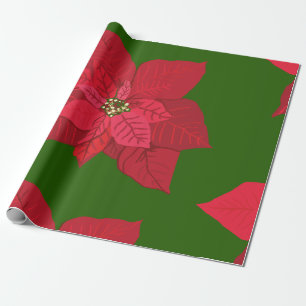 Papier cadeau de Noël Fleurs rouges