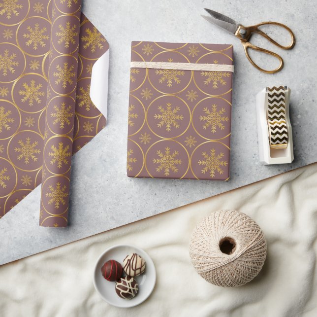 Papier cadeau de Noël Golden Snowflake (Artisanat)