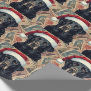 Papier cadeau de Noël labrador noir