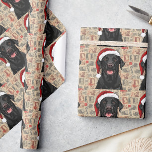 Papier cadeau de Noël labrador noir