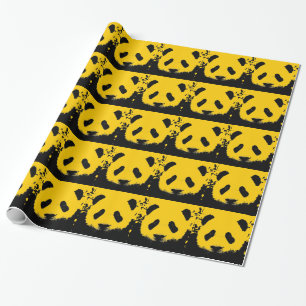 Papier cadeau de Noël Panda Pop Art Jaune