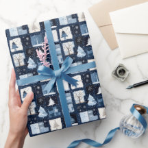 Papier cadeau de Noël Papier à envelopper bleu mar