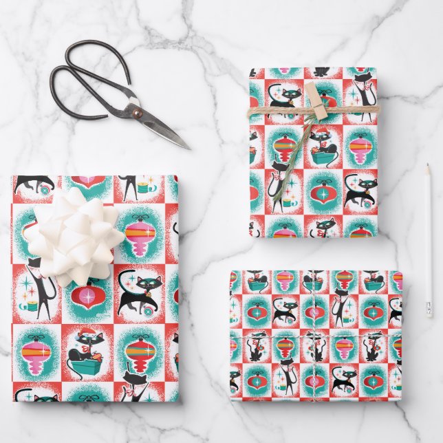 Papier cadeau de Noël pour chats MCM (Recto)