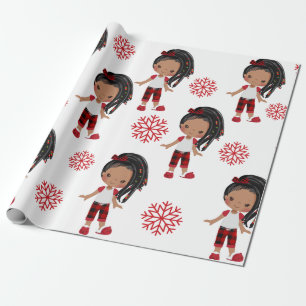 Papier cadeau de Noël pour fille afro-américaine