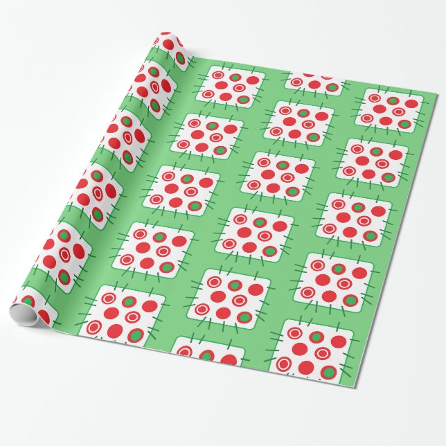 Papier cadeau de Noël pour pays vert et rouge (Déroulé)