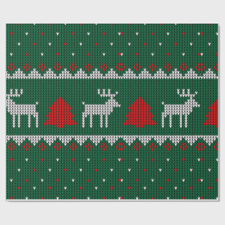 Papier Cadeau de Noël Renne Tricoté Cosy