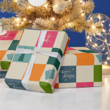 Papier cadeau de Noël rétro Joyeux et Lumineux