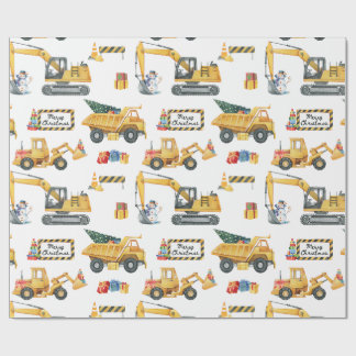 Papier cadeau de Noël thème construction