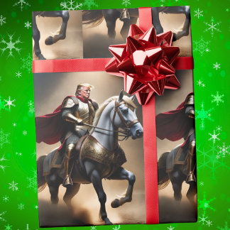 Papier Cadeau de Noël Trump à Cheval MAGA