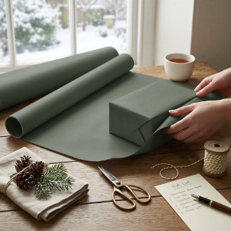 Papier cadeau de Noël vert sauge uni