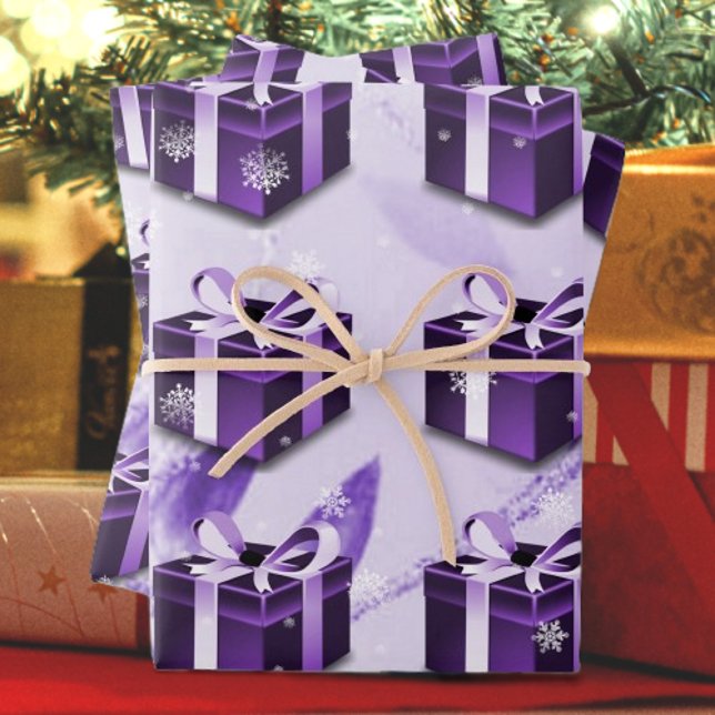 Papier cadeau de Noël violet (Purple Christmas Gift Wrapping Paper)