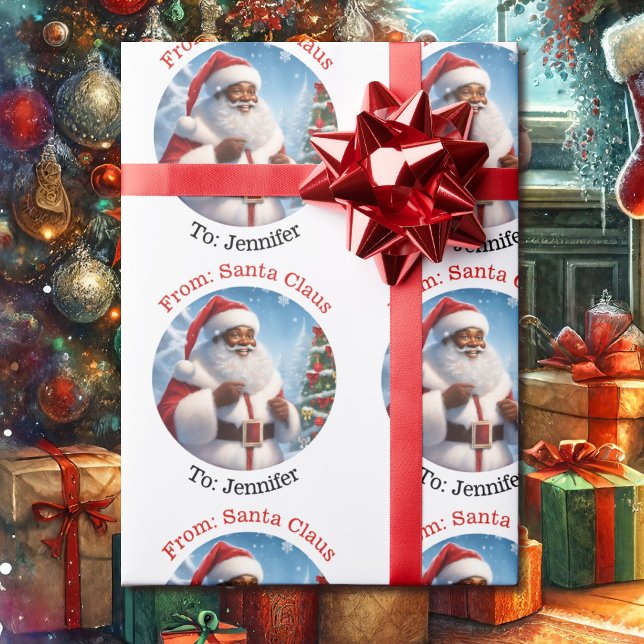 Papier Cadeau De Père Noël Ajouter Nom de l'enfant Africain Amér (Créateur téléchargé)