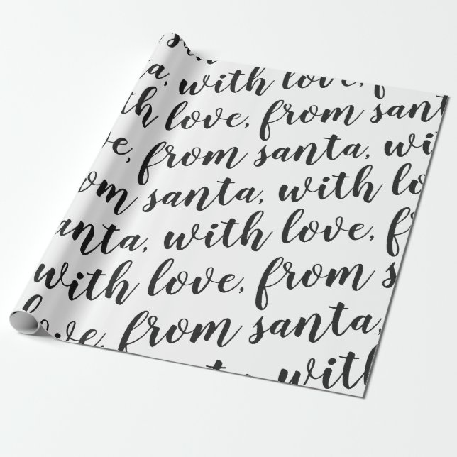 Papier Cadeau de père Noël, avec amour noir (Déroulé)