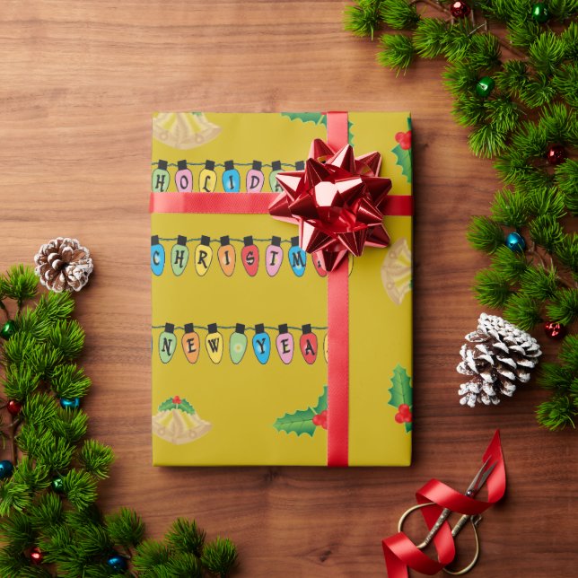 Papier cadeau de vacances dorées et Nouvel An (Cadeau de vacances)