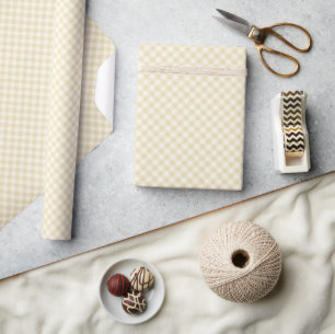 Papier Cadeau Début d'Automne Rétro Gingham Blé Doré