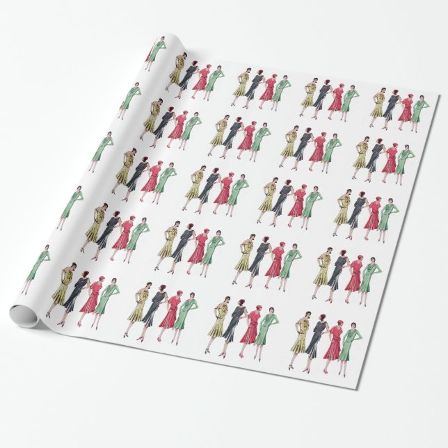 Papier Cadeau Décembre 1929 papier d'emballage de mode (Déroulé)