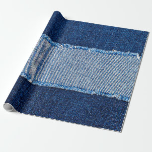 Papier Cadeau Déchiré déchiré jean bleu tissu cadre sur bl