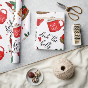 Papier Cadeau Deck The Halls Amusants Nourriture Noël