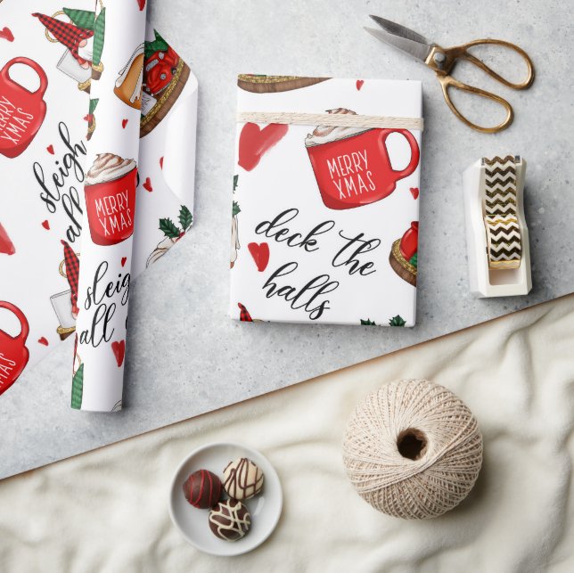 Papier Cadeau Deck The Halls Amusants Nourriture Noël (Artisanat)