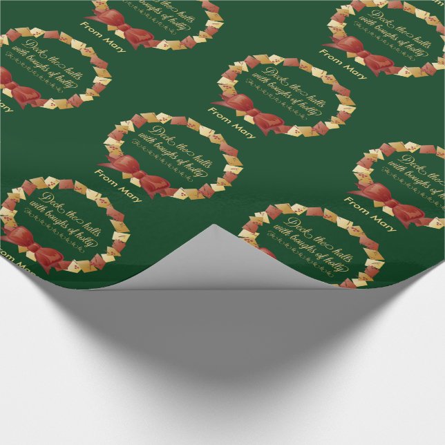 Papier Cadeau Deck the Halls Lyrics Design (Coin)
