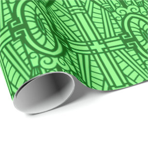 Papier Cadeau Déco Motif Architectural, Jade Vert Lumière