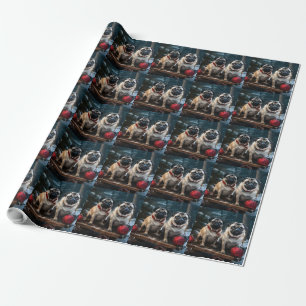 Papier Cadeau Décor de Noël carlin Snowy Sleigh