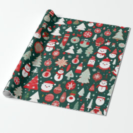 Papier Cadeau Décor de Noël décor vert Enveloppement Papier